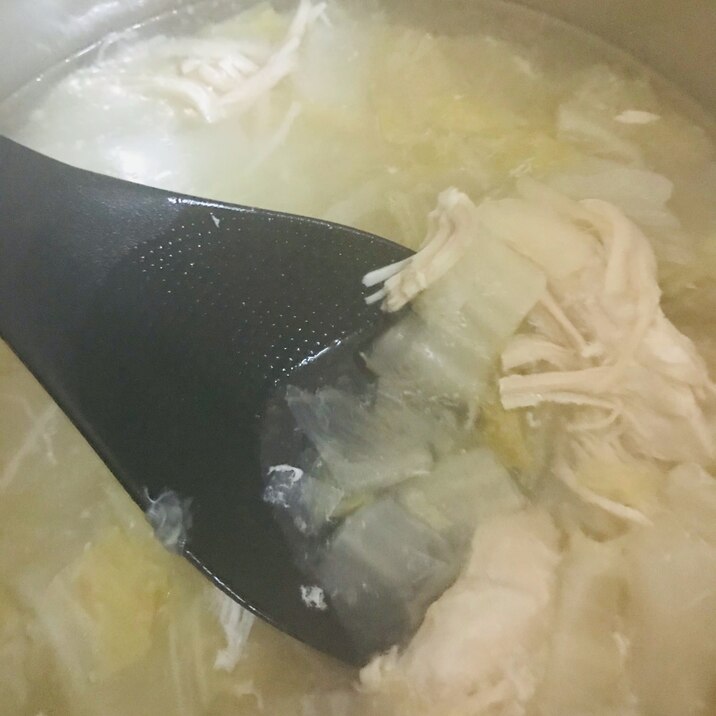 圧力鍋　鶏むね　白菜　塩スープ
